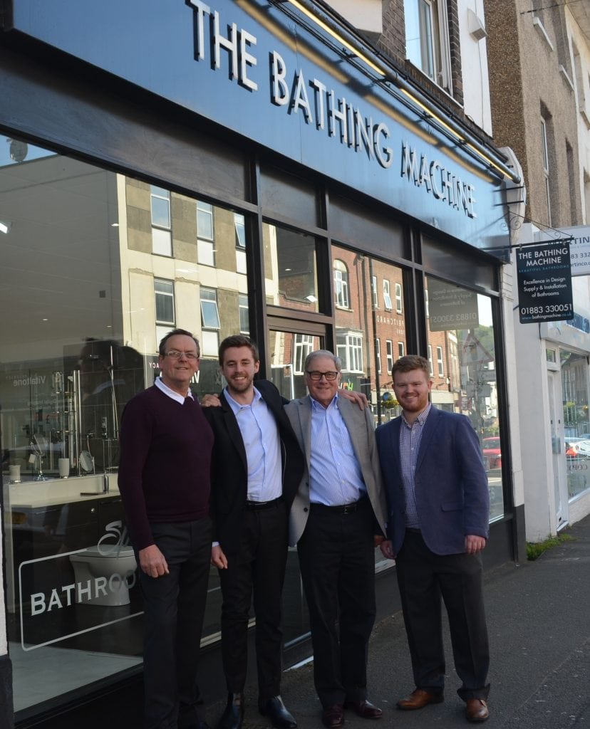 The team at The Bathing Machine: Steve Bone (installation manager), Sam Barnett (director), Peter Barnett (founder), Jack Hill (designer)