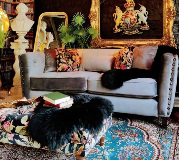 sofa and rugs
