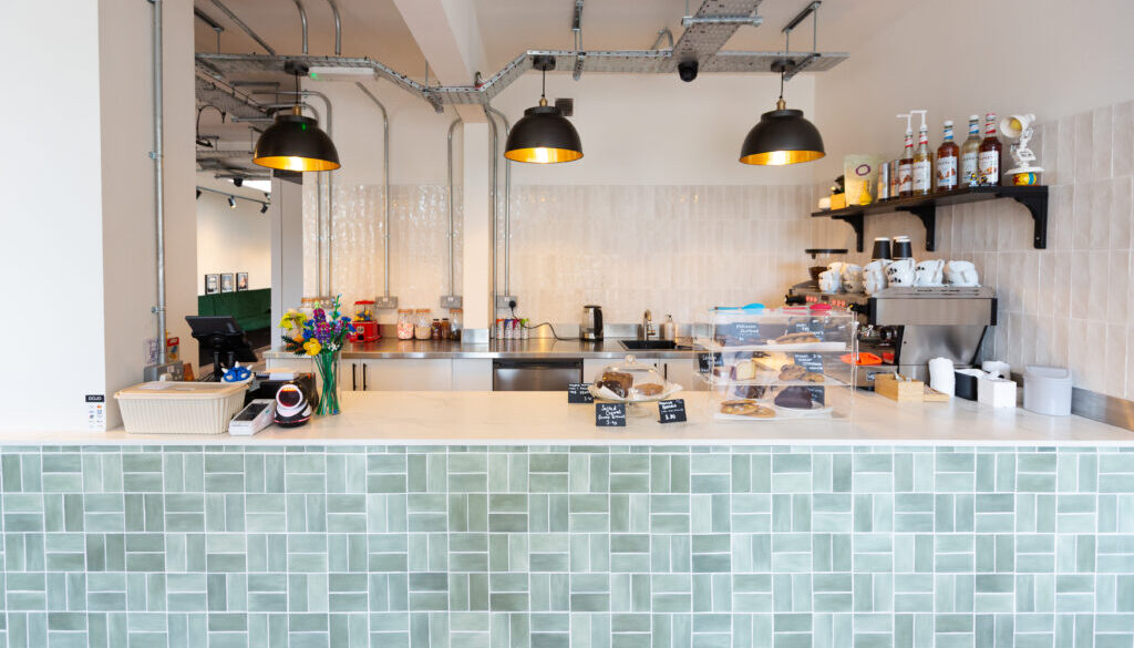 Interior of Caterham Valley's LEGO cafe, Brick Stop