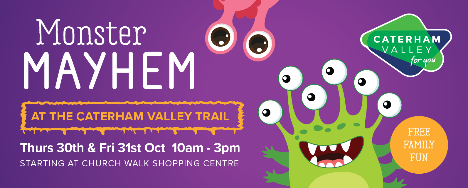 Monster Mayhem Caterham Valley Halloween Trail for children, running 30-31st October